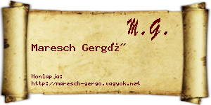 Maresch Gergő névjegykártya